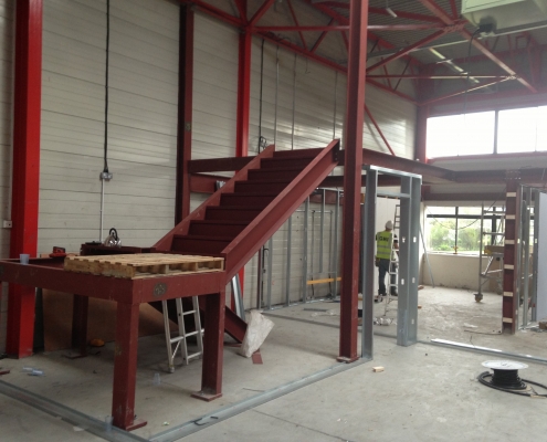 Structural steel staircase to mezzanine floor
